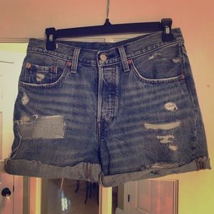 Vintage Levi distressed shorts.